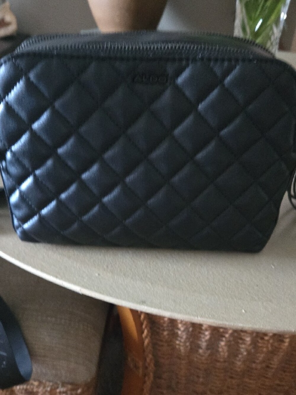 Quilted Black Double Zip Crossbody with Tassel Adj Strap - Picture 4 of 4